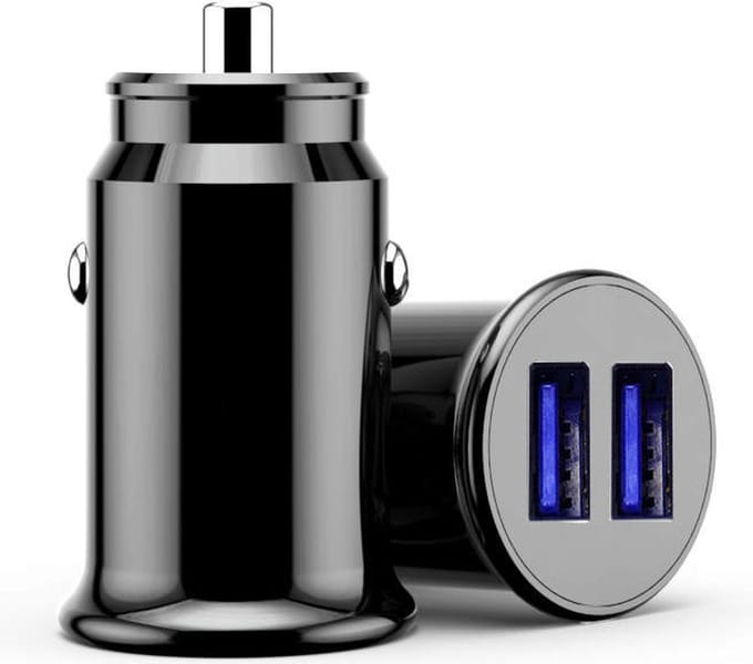 DutchOne Autolader USB 2 Poorten - Auto Oplader USB - Auto Lader - Sigarettenaansteker USB oplader auto - Zeer compact - 2.4A - Universeel - Zwart