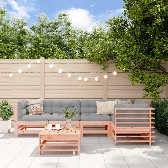 vidaXL - 6-delige - Loungeset - met - kussens - massief - douglashout