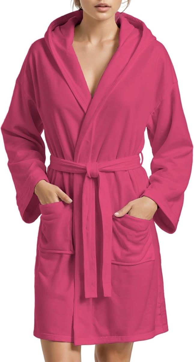 Badjas Microvezel voor Heren en Dames - Fuchsia - Maat M