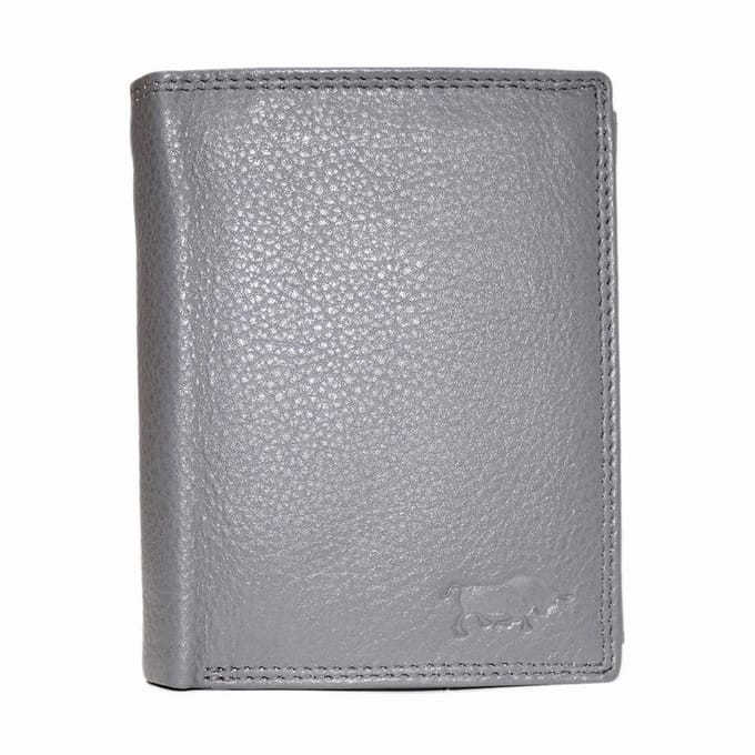 Grijze Euro Portemonnee Leer - Compact Leren Portemonnee Grijs