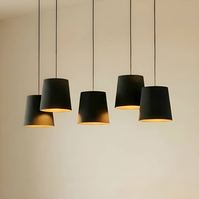 Lucande - Hanglamp - 5lichts - IJzer, textiel - H: 21 cm - E27 - zwart