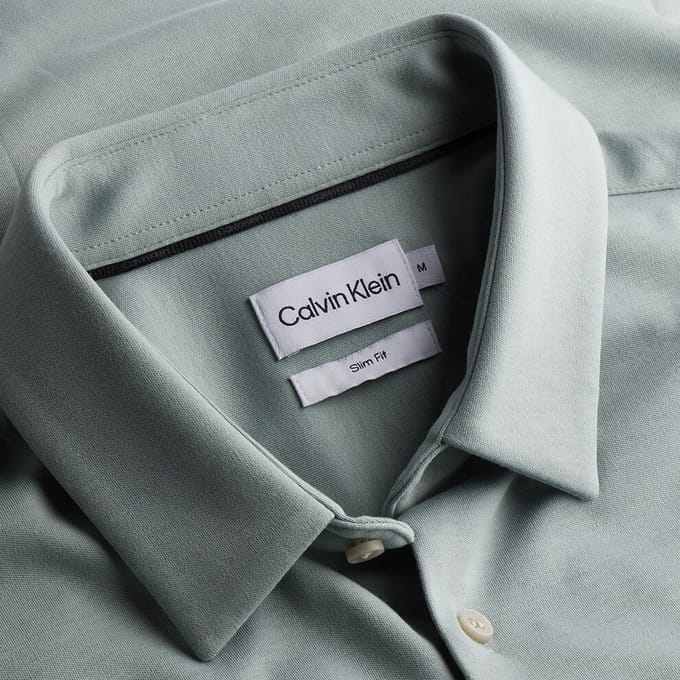 Calvin Klein - Heren Overhemden Smooth Cotton Slim Overhemd - Grijs - Maat XL