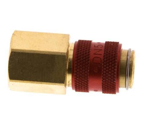 Messing DN 5 Rood Luchtkoppeling Snelkoppeling G 1/4 inch Binnendraad - CLS5-F-B-RED-014