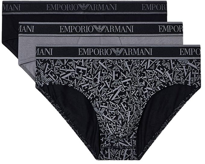 Armani Heren Slips – 3-pack met Logo zwart - grijs