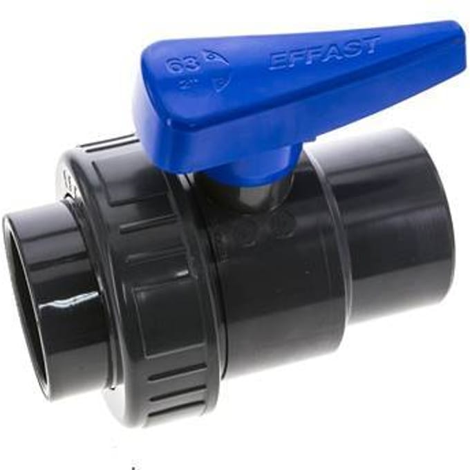 PVC 2-weg Kogelkraan Enkele Wartel 63 mm Sokkel EPDM