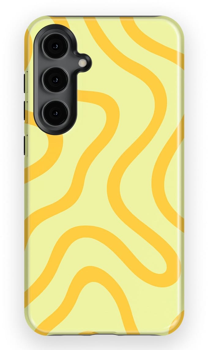 DripCase Curvy Lines Hoesje Samsung Galaxy S24 Plus | Backcover met Mag | Design Tough Case Samsung Galaxy S24 Plus Lemon Loop