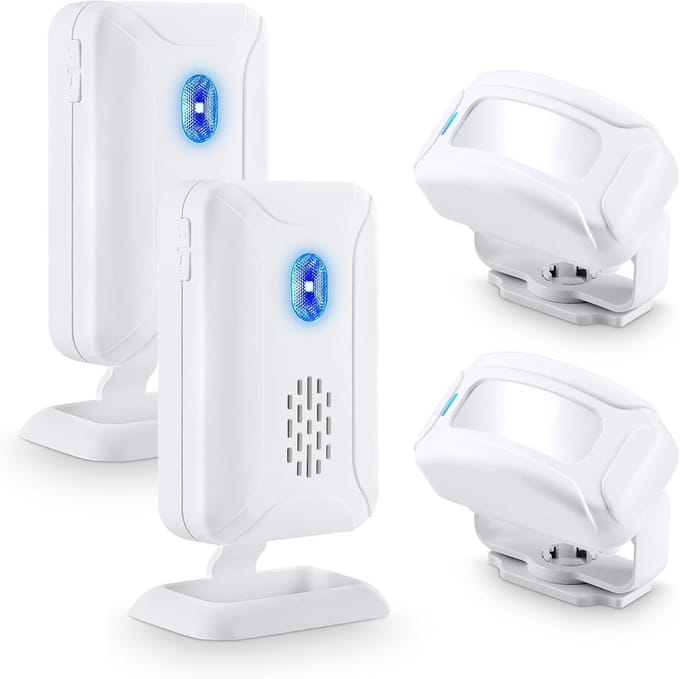 Bewegingssensor Deurbel - Draadloos Alarm Systeem - Bezoekers Melder - 36 Melodieën 4 Volume - 280m Bereik - Wit