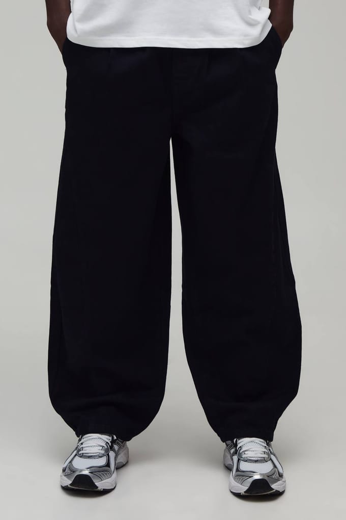 Jeans Met Plooien En Wijde Pijpen | True Black | Size 32R