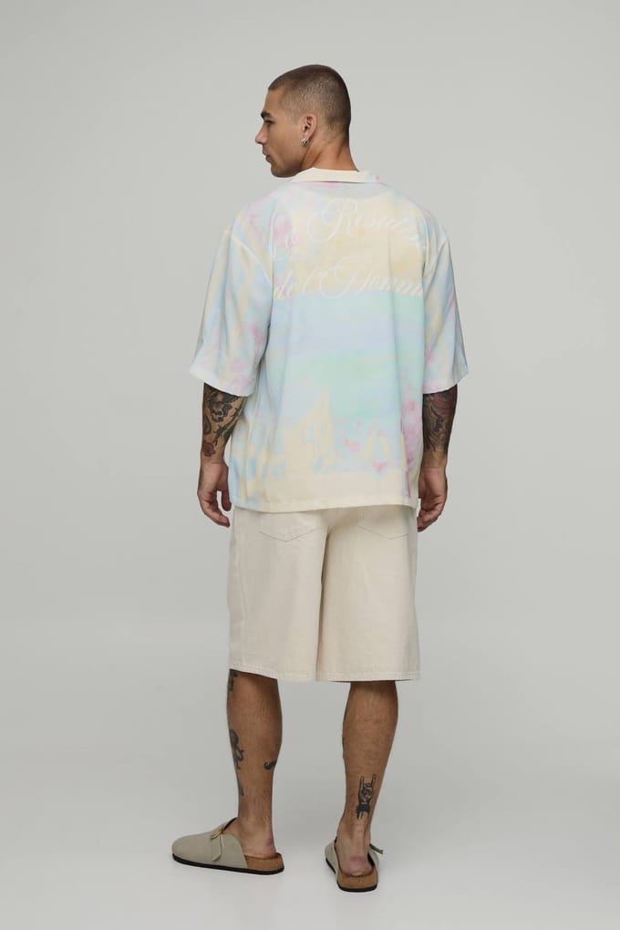 Oversized Boxy Shirt Met Bloemenprint | Yellow | Size Small
