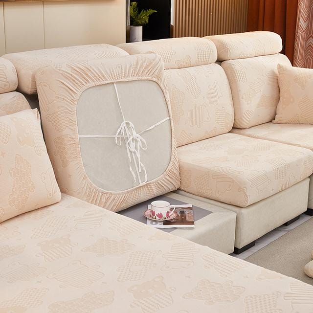 Housse de canapé en peluche, housse de coussin de canapé, housse de siège extensible pour canapé Chaselong en forme de L, garde au chaud, lavable 45X45CM PILLOWCASE white
