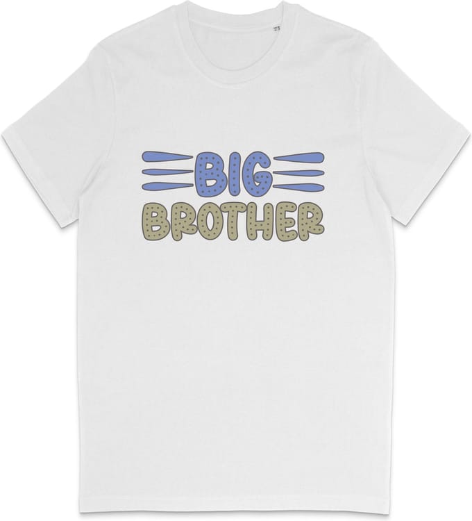 Jongens T Shirt Met Tekst: Big Brother - Grote Broer - Wit - Maat 152