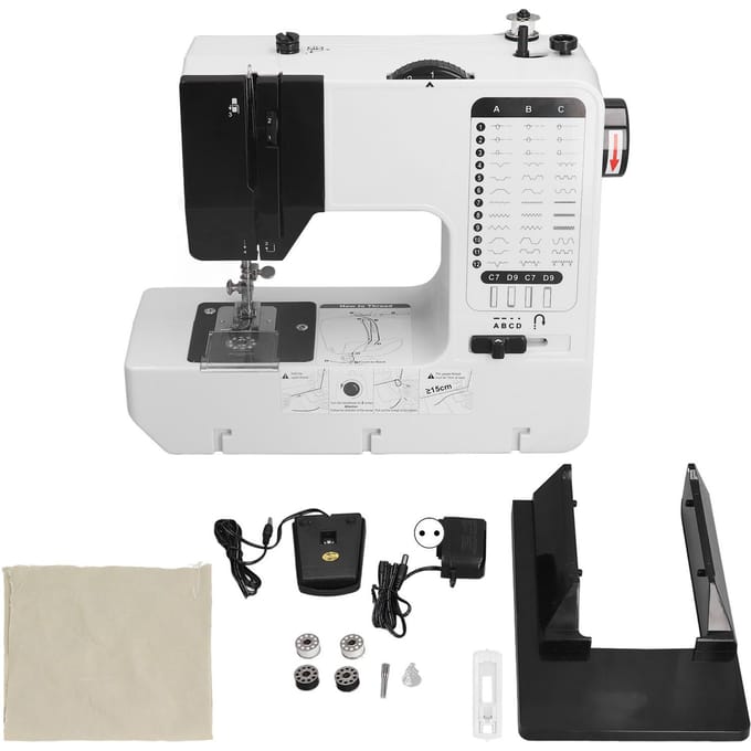 38 Steek Multifunctionele Elektrische Naaimachine Mini Draagbaar Zigzag Naaigereedschap voor Thuisgebruik EU white