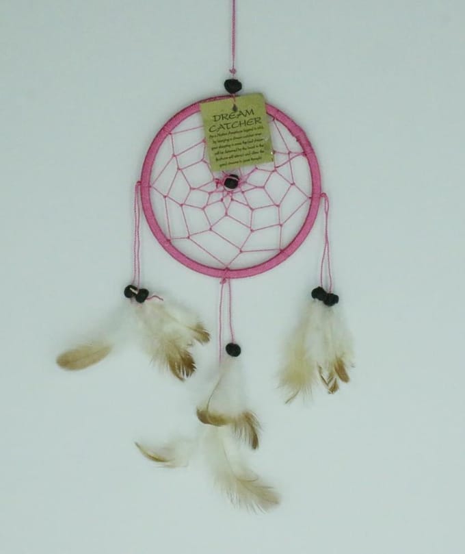 Dromenvanger / Dreamcatcher Ø12cm zonder kleintjes  - donkerroze
