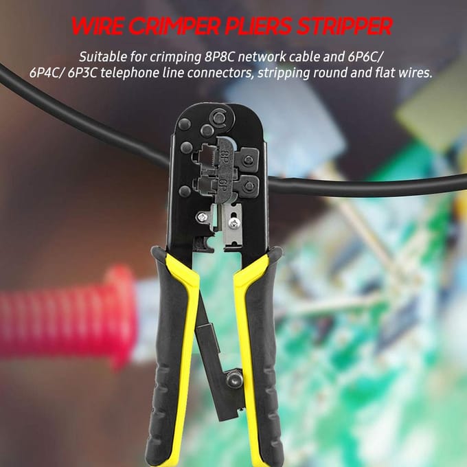 Rateltang 3-in-1 multifunctionele draadkrimptang Stripper Cutter, 8P 6P netwerklijn blauw