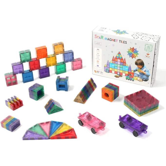 MNTL Magnetic Tiles Magnetische Tegels Rainbow sterren - XXXL set 182 delig A kwaliteit
