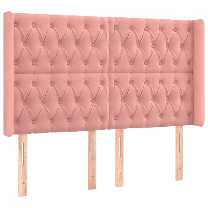 vidaXL - Hoofdbord - LED - 147x16x118/128 - cm - fluweel - roze