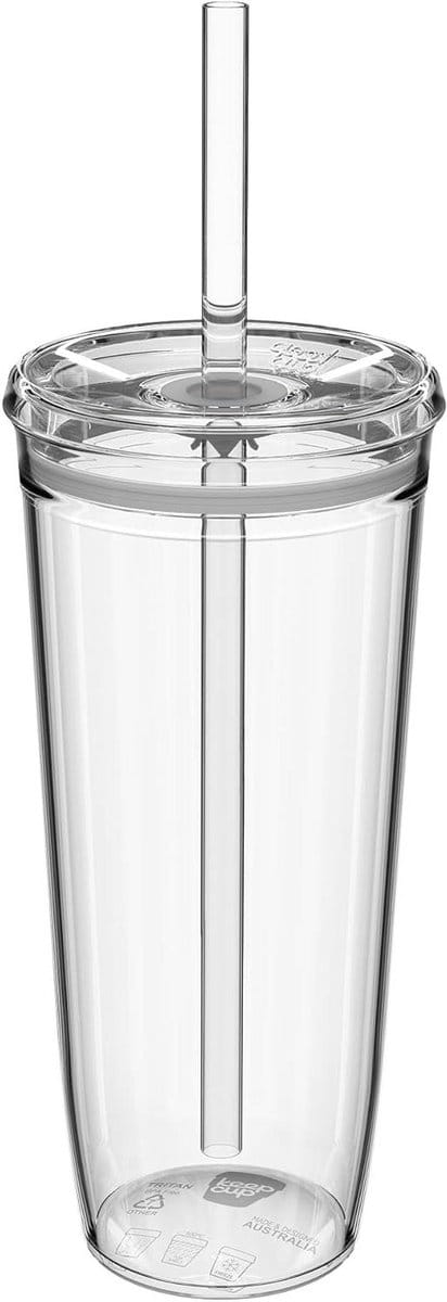 Herbruikbare Beker - Iced Coffee Cup - Drinken Onderweg - Spatwaterdicht Deksel - 590ml - Transparant