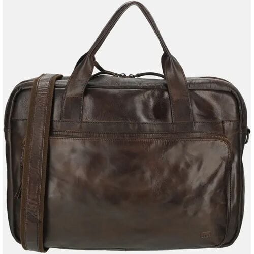 Bear Design Cow Lavato Leren Laptoptas - 17 inch - Bruin