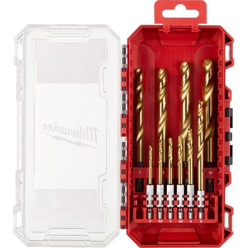 Milwaukee metaalborenset HSS-G Tin Red Hex Shockwave 10-delig