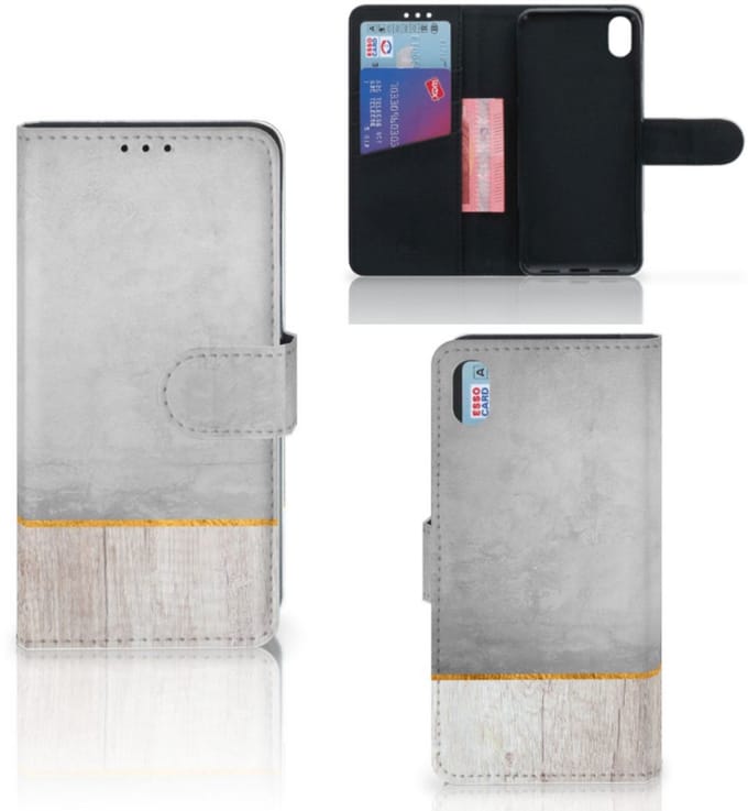 Xiaomi Redmi 7A Book Style Case Wood Concrete