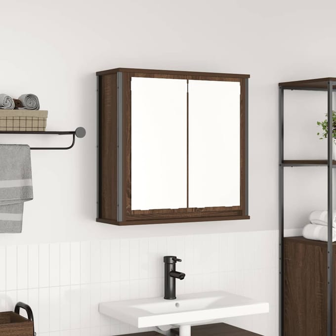 vidaXL - Badkamerwandkast - met - spiegel - 60x21x60 - cm - bruin - eiken