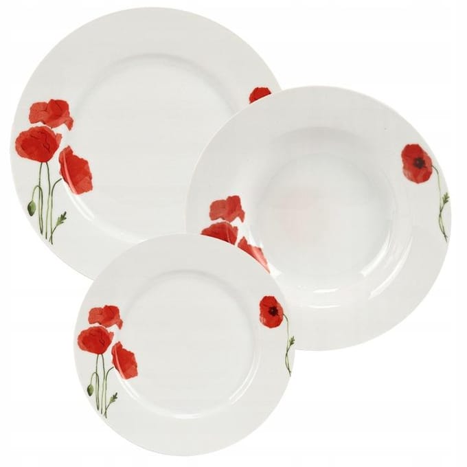 Porseleinen Servies Modena Maki, 18-delig, Wit, voor 6 Personen