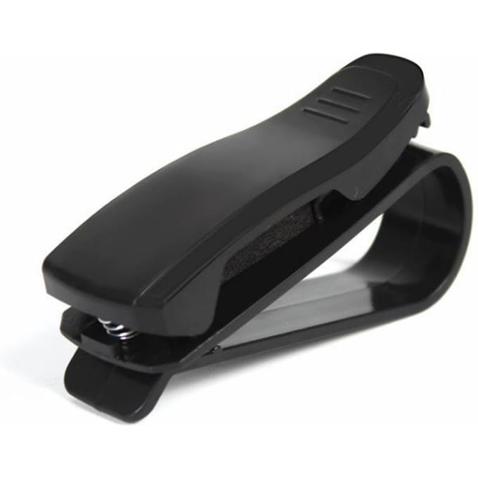 Clip de fixation sur pare-soleil auto ; fixation lunettes, tickets, etc 1pc noire mate