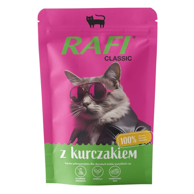 20x100g voordeelverpakking: Rafi Cat Classic Kip natvoer voor katten
