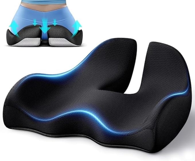 Extra groot zitkussen met traagschuim voor comfortabel lang zitten - Zwart