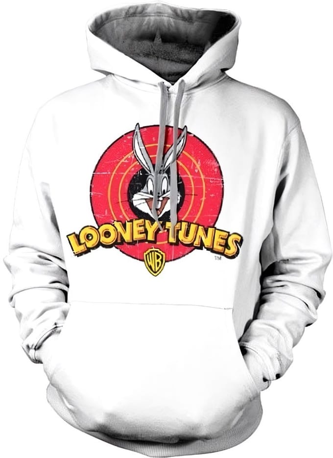 Looney Tunes Hoodie met vervaagd logo, witite