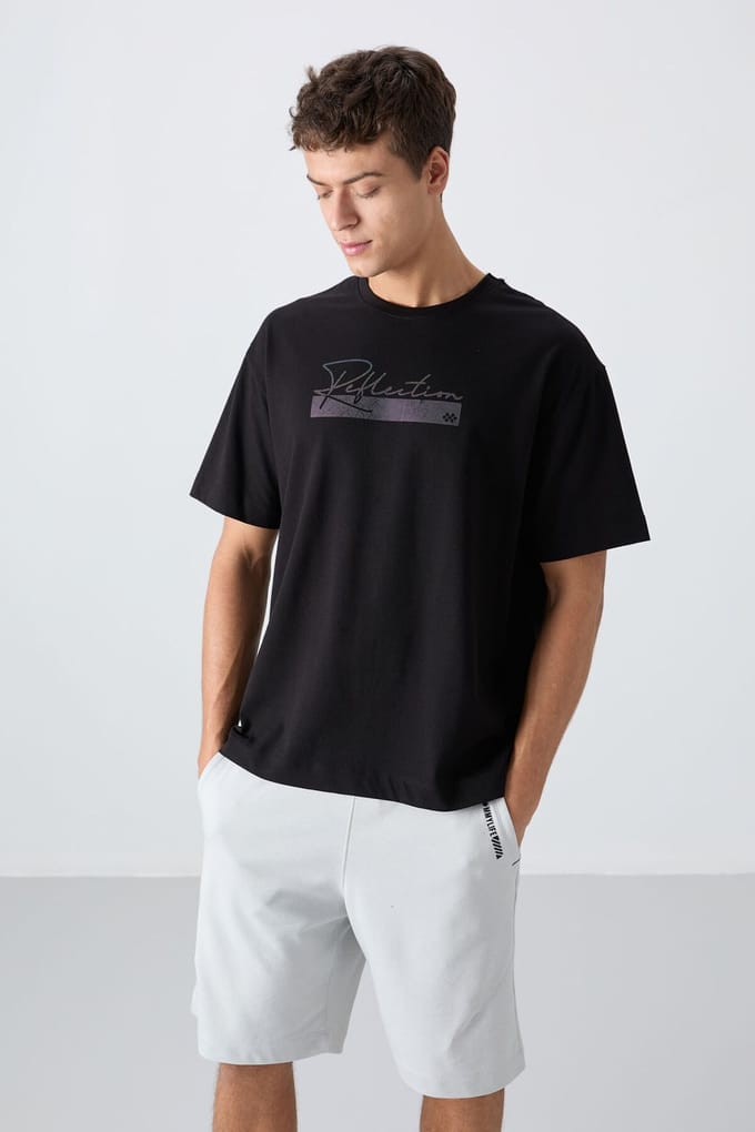 Oversized Gedrukt Katoenmix T-Shirt