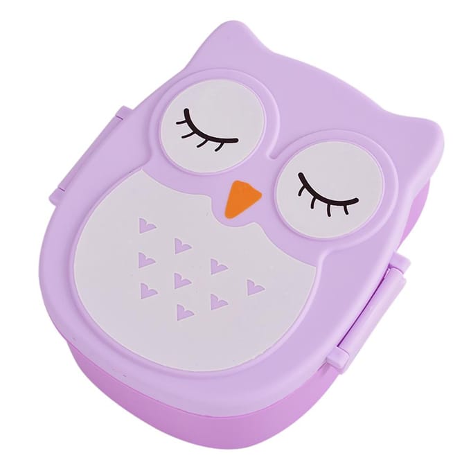 Schattige Uil Leerlingen Lunchbox Draagbare Kinder Bento Box Voedselcontainer Kampeer Picknick Opbergdoos paars
