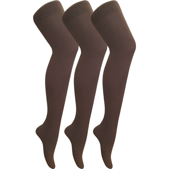 3 paar dames gekleurde ondoorzichtige 80 denier panty's - Bruin