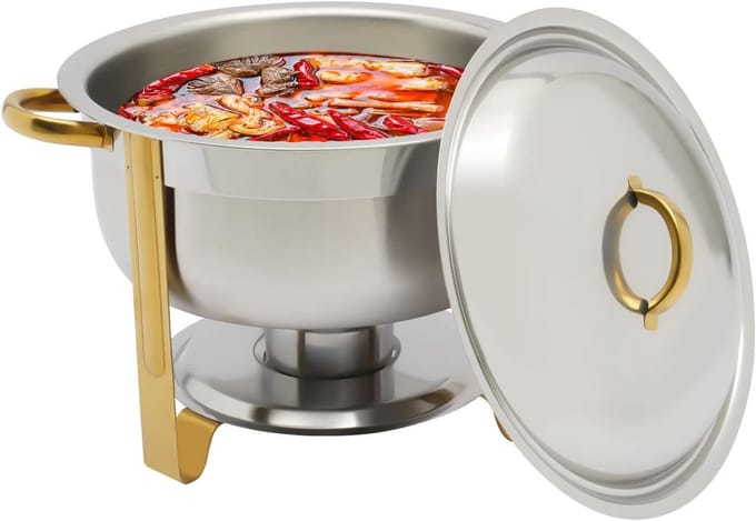 Ronde RVS Soepwarmer voor Buffet en Catering - 5L Warmhoudpan