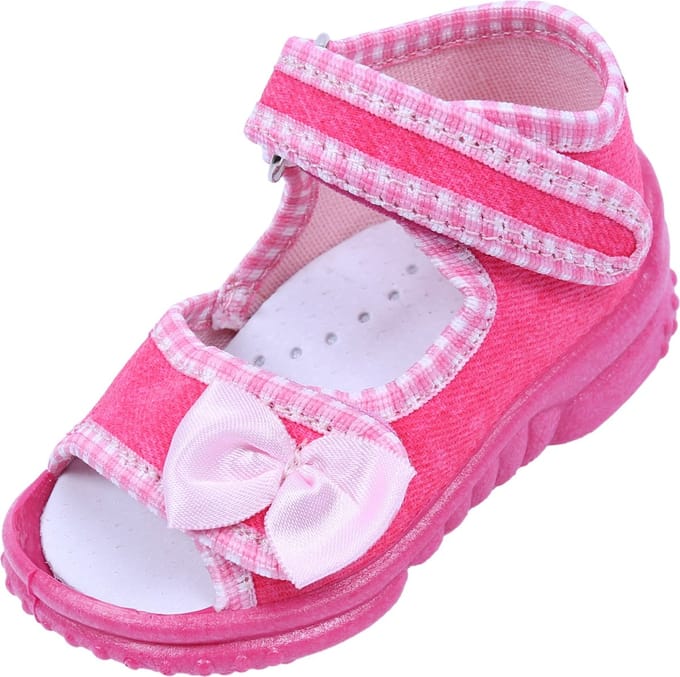 LEMIGO - Roze klittenbandsandalen met strik