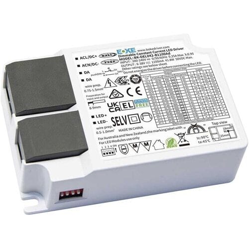 HOFTRONIC – Dimbare LED paneel transformator vierkant – 42W – DALI dimtechniek – Flikkervrij – Kunststof – IP20 – Netstroom – paneel driver