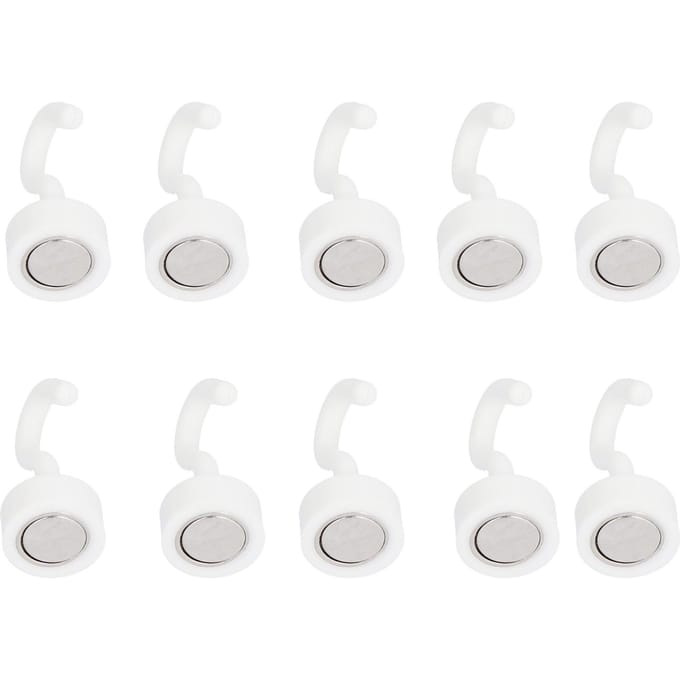 10 Stuks Magnetische Haak Set Wit Heavy Duty ABS Compacte Haken voor Koelkast Magnetron 11lb
