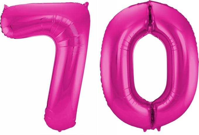 Cijfer ballonnen - Verjaardag versiering 70 jaar - 85 cm - roze