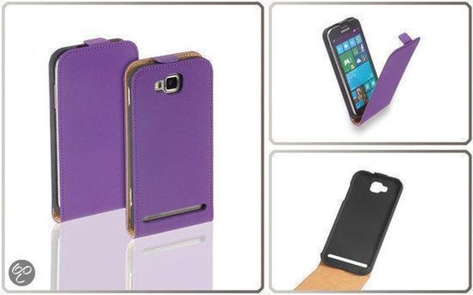 LELYCASE Flip Case Lederen Hoesje Samsung Ativ S Lila