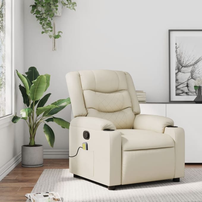 vidaXL - Massagestoel - van - kunstleer - in - crèmekleur