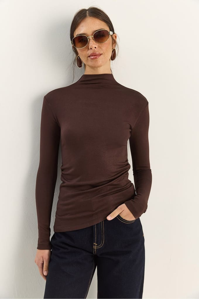 Fitted Colblouse met Lange Mouwen en Rimpeldetails