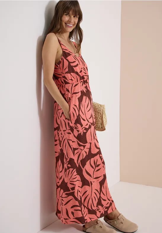 Maxi-jurk met V-hals en print