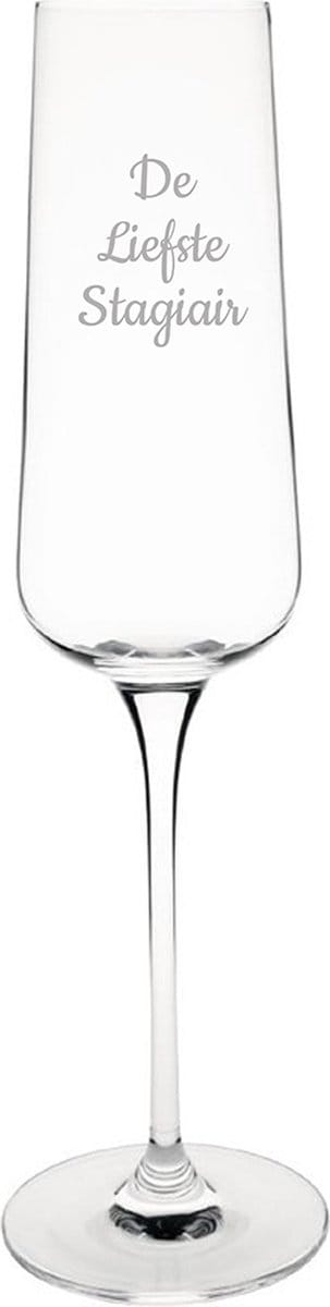 Gegraveerde Champagneglas 27cl De Liefste Stagiair