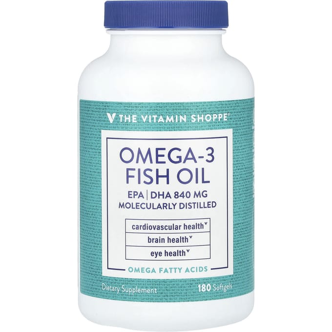 The Vitamin Shoppe, Huile de poisson Oméga-3, EPA/DHA 840mg, 180 capsules molles