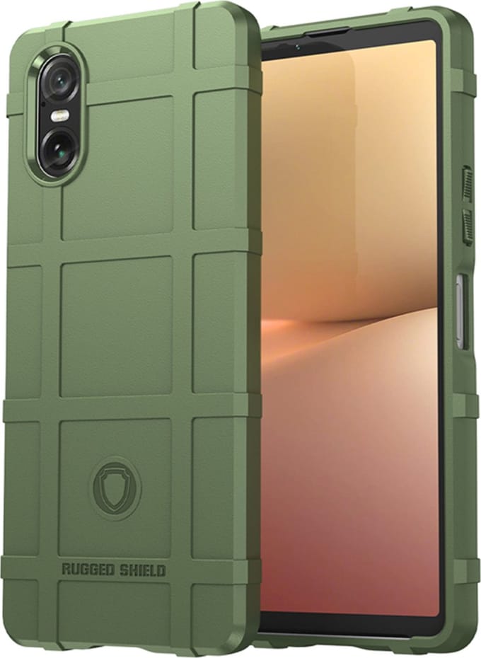 MobyDefend Hoesje - Geschikt voor Sony Xperia 10 VI - Rugged Shield TPU Backcover - Groen