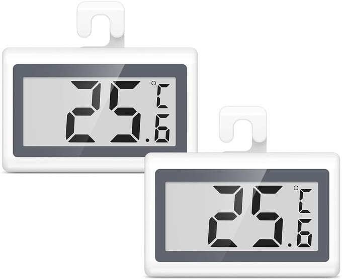 Digitale Koelkastthermometers - Vriezer Temperatuurmeter - Voedselkwaliteit Bewaken - Vorstalarm Functie - Set van 2 - Zwart