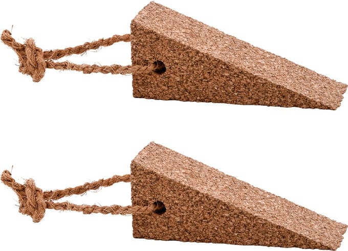 Esschert Design Deurstopper – bruin – 4,5 cm – kurk – deurwig met ophangkoord