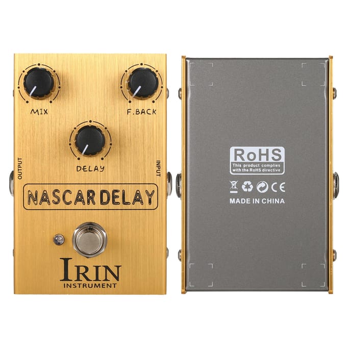 IRIN Delay Gitaar Effectpedaal met Mix/Feedback/Delay 3 Regelknoppen voor Elektrische Gitaar - NASCAR goud