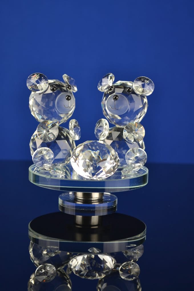 Luxe Kristallen Beertjes Set op Schaal – Schattig en Elegant Design