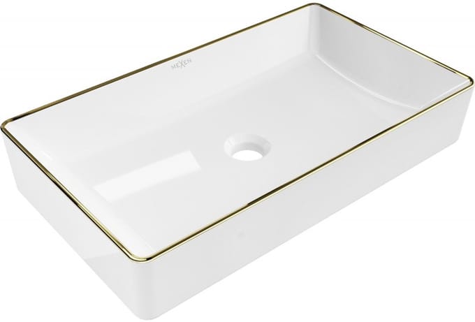 Mexen Nadia opbouw wastafel 62 x 35 cm, wit/gouden rand - 21616005